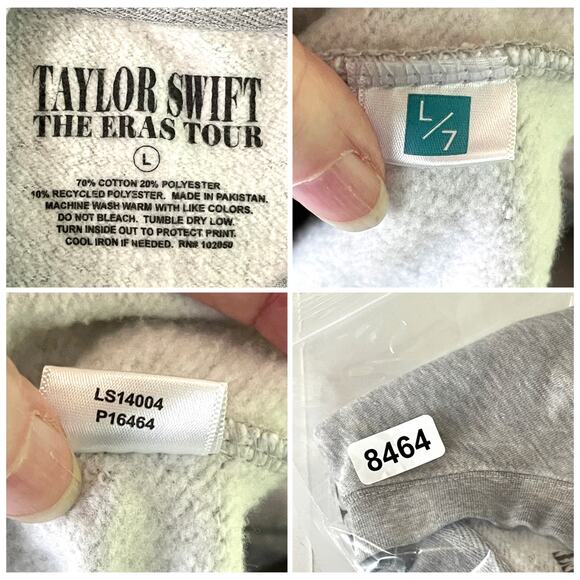 Taylor Swift Eras 2023 Concert Tour Official Merchandise Sweatshirt Sz L Gray - Picture 11 of 11